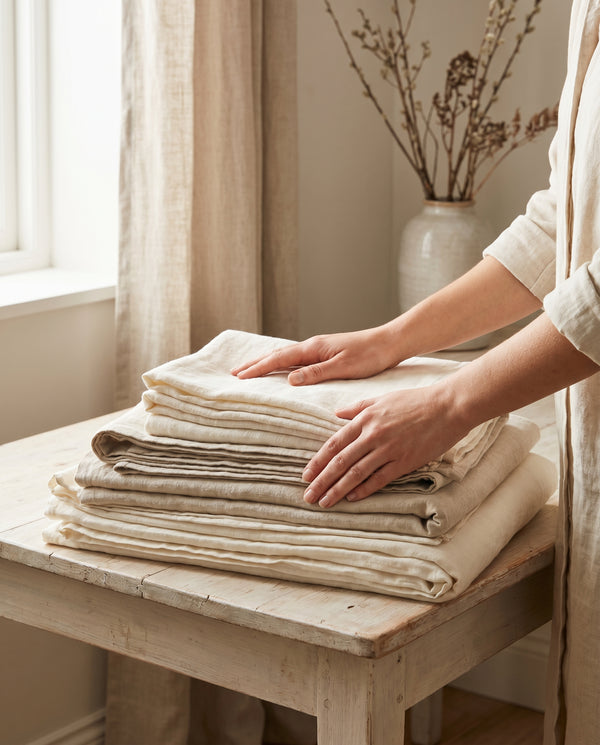 Linge plié, geste de soin